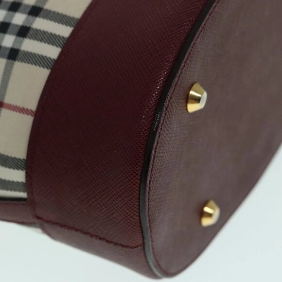 BURBERRY Nova Check Shoulder Bag Canvas Beige Gold Auth 93198 - Picture 10 of 14